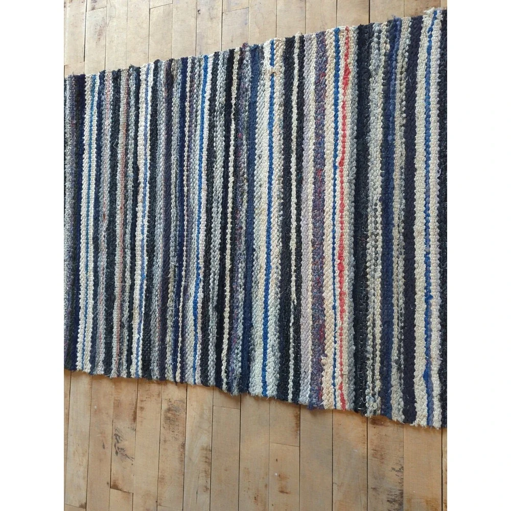 Antique Imported Swedish Hand‎ Made Rag Rug Runner (27.5